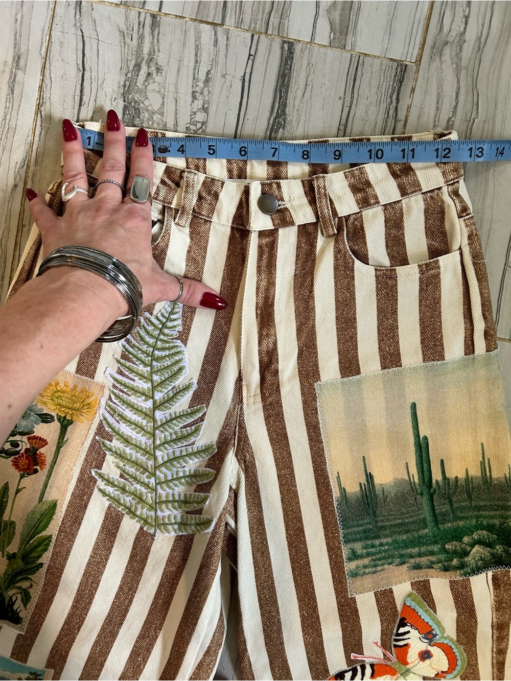❌SOLD❌ NWT Free People X Denim And Bone Roadtrip Striped Jeans Size XS (24) - Picture 15 of 16